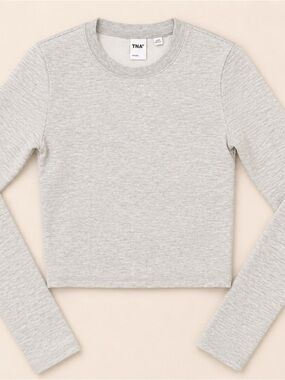 Aritzia TNA Heather Gray Waffle Long Sleeve Top / XXS / Tween Fall Clothing